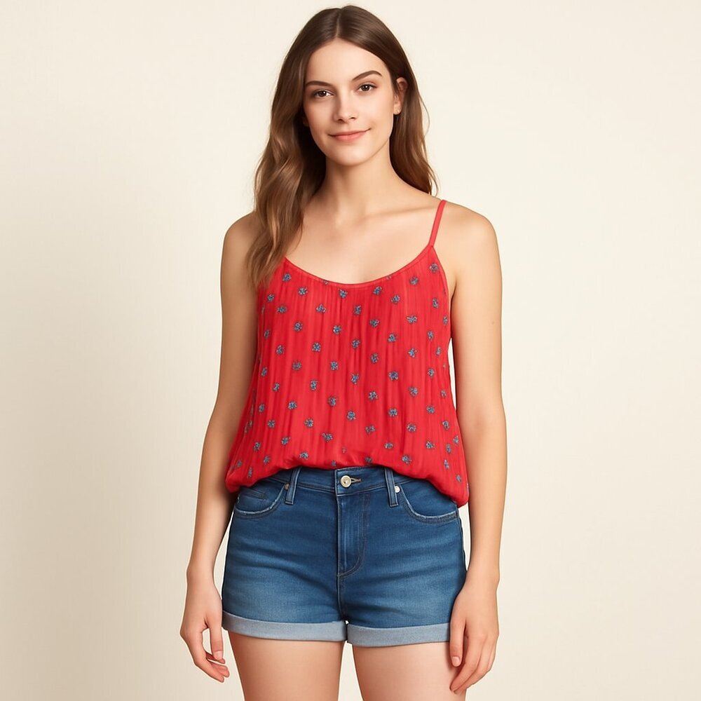 Hollister pleated flowy red XS spaghetti strap top